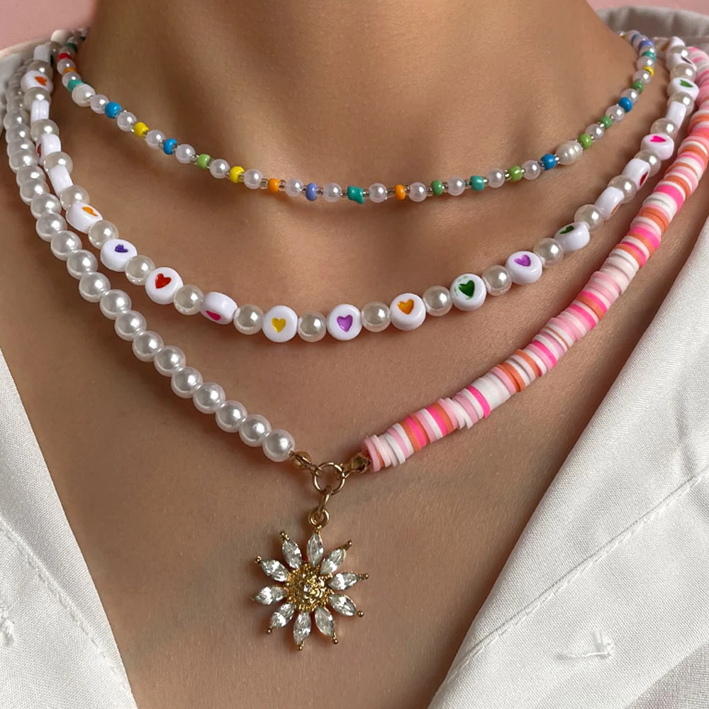 Boho Candy Crystal Daisy Flower Clay Beads Necklace For Women Asymmetry Baroque Pearl Choker Heart Cross Charm Jewelry Wholesale
Boho Candy Crystal Daisy Flower Clay Beads Necklace For Women Asymmetry Baroque Pearl Choker Heart Cross Charm Jewelry Wholesale