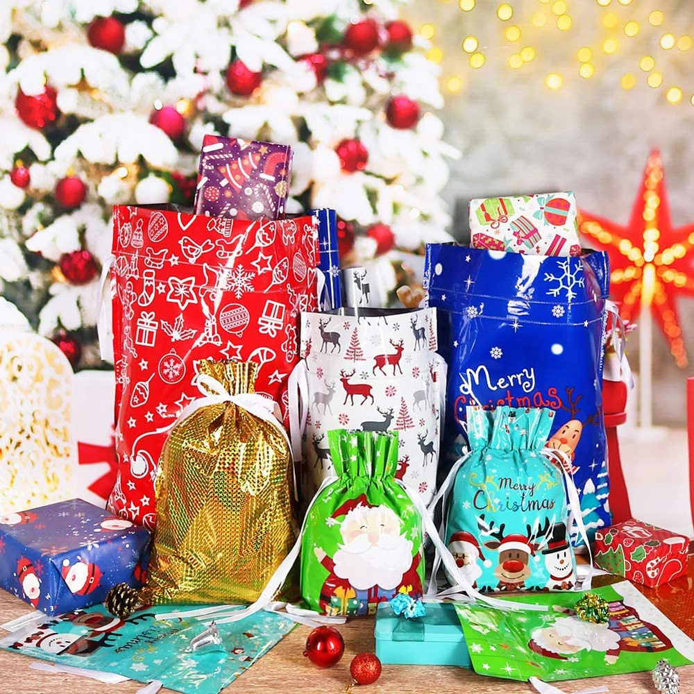 Holiday New Year Gift Drawstring Storage Bags 30pcs Christmas Foil Gift Wrapping Sacks Pouches for Xmas Presents Party Favor
Holiday New Year Gift Drawstring Storage Bags 30pcs Christmas Foil Gift Wrapping Sacks Pouches for Xmas Presents Party Favor