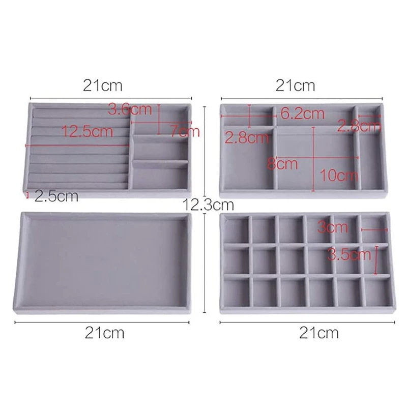 Jewelry Tray Storage Box Stackable, 4 Pcs/Set Drawer Storage Box, Removable Bracelet Earring Display Necklace Storage 
Jewelry Tray Storage Box Stackable, 4 Pcs/Set Drawer Storage Box, Removable Bracelet Earring Display Necklace Storage