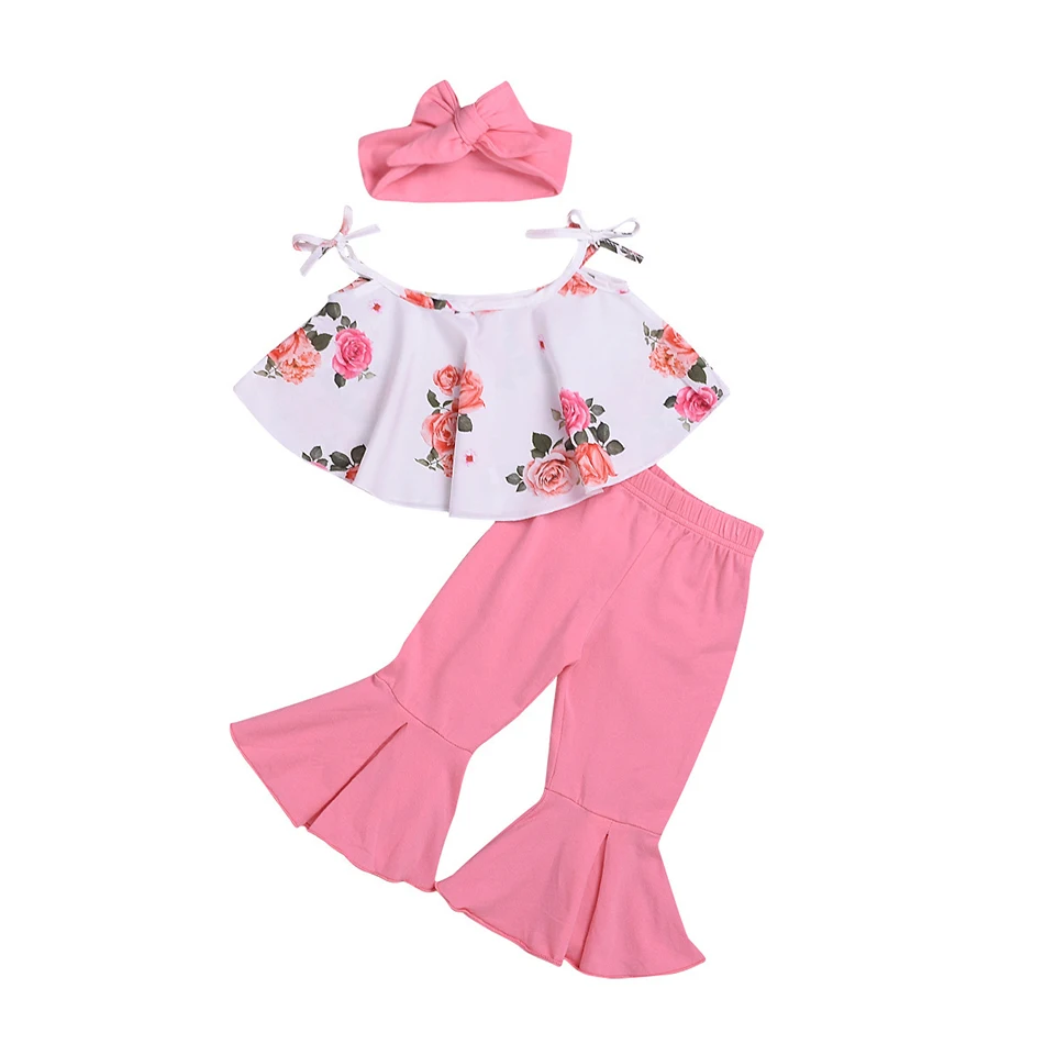 Summer Girl Clothes Set 3pcs Cute Printed Flower Short T-shirt Pink Flare Pant Bell-bottom Trousers Girls Causal Outfits Suit
Summer Girl Clothes Set 3pcs Cute Printed Flower Short T-shirt Pink Flare Pant Bell-bottom Trousers Girls Causal Outfits Suit
