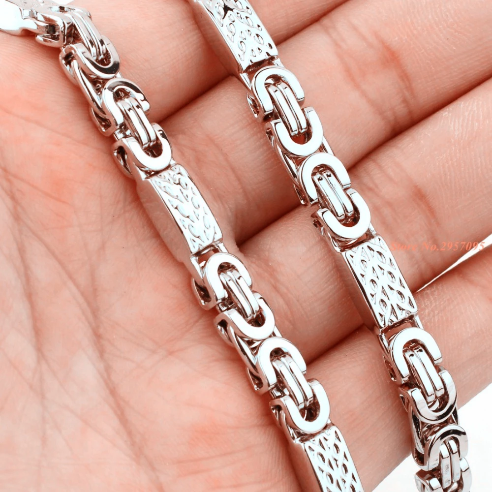 6mm Mens Chain Boy Necklace Silver Color Flat Byzantine Greek Pattern Link Stainless Steel Necklace Wholesale Gift Jewelry
6mm Mens Chain Boy Necklace Silver Color Flat Byzantine Greek Pattern Link Stainless Steel Necklace Wholesale Gift Jewelry