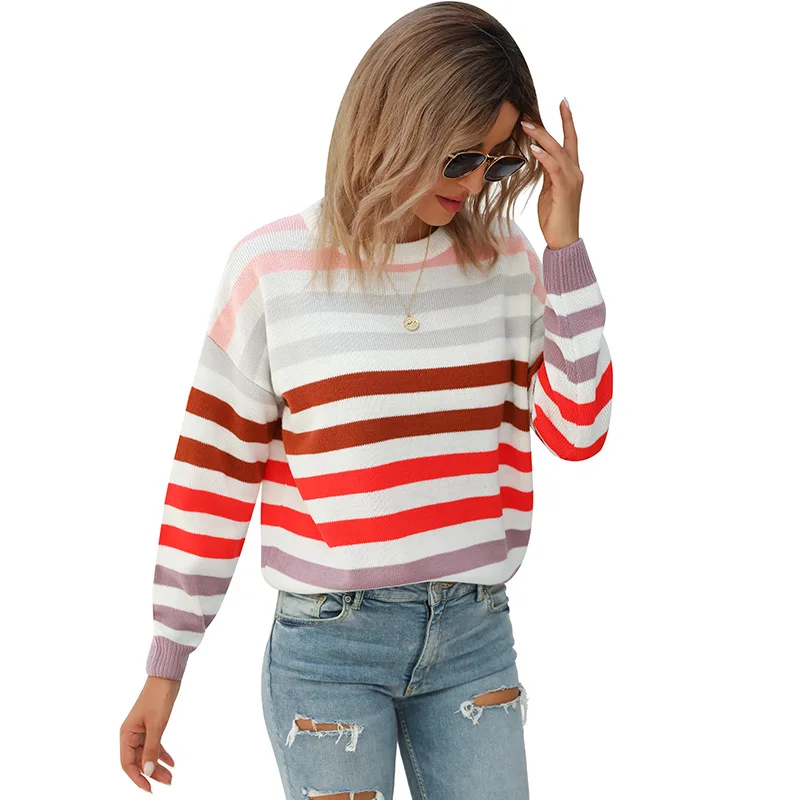 2021 new fashion striped color-block pullover sweater for schoolgirls top knit sweater
2021 new fashion striped color-block pullover sweater for schoolgirls top knit sweater
