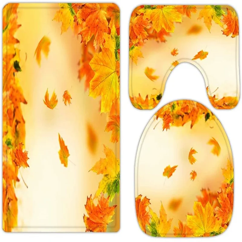 Autumn tumbling phoenix leaves 3-piece bathroom carpet, U-shaped cushion, non-slip goose down toilet seat, washable
Autumn tumbling phoenix leaves 3-piece bathroom carpet, U-shaped cushion, non-slip goose down toilet seat, washable