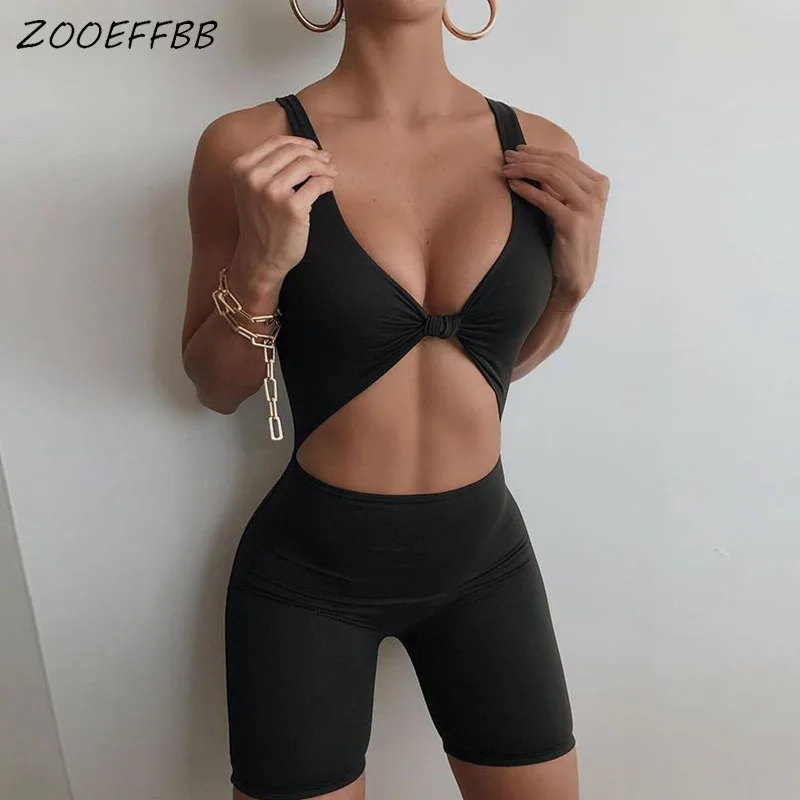 

ZOOEFFBB Sexy Off Shoulder Bodycon Playsuit Hollow Out Birthday Outfits Fashion Womans Summer Biker One Piece Club Short Rompers