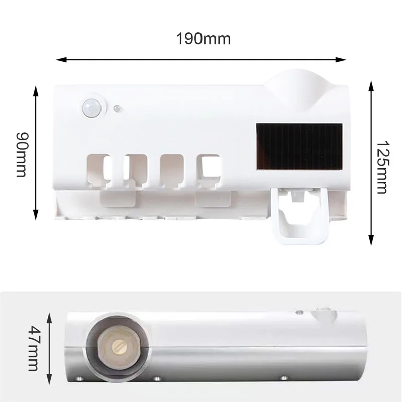 Solar Energy UV Toothbrush Disinfectant Cleaning Agent Storage Bathroom No Need To Charge Toothpaste Dispenser Holder Sanitizer
Solar Energy UV Toothbrush Disinfectant Cleaning Agent Storage Bathroom No Need To Charge Toothpaste Dispenser Holder Sanitizer