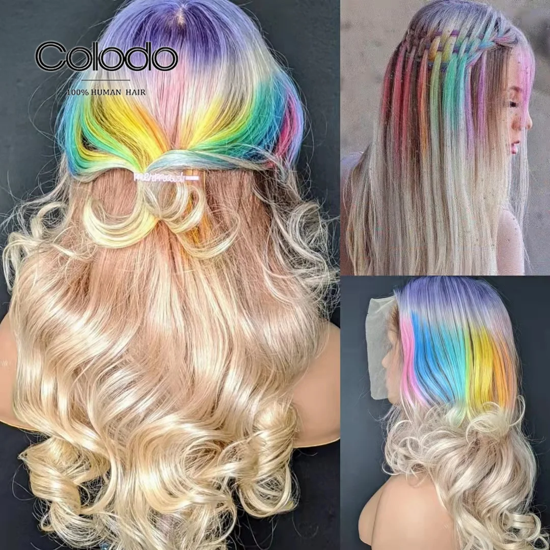 Blonde Rainbow Colored Human Hair Lace Frontal Wigs Loose Wave Lace Front Wig Transparent Lace Wig Human Hair Brazilian Women
Blonde Rainbow Colored Human Hair Lace Frontal Wigs Loose Wave Lace Front Wig Transparent Lace Wig Human Hair Brazilian Women