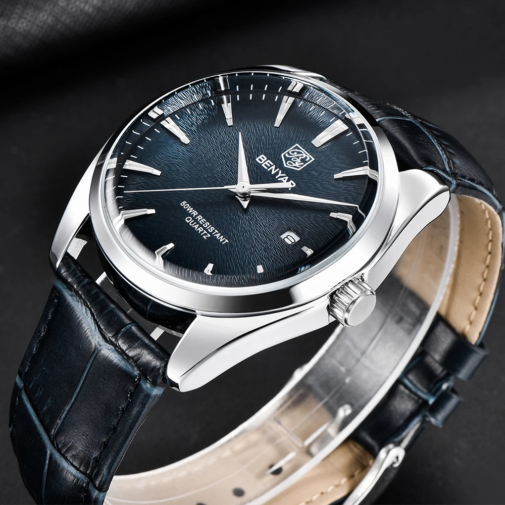 

BENYAR Men Quartz Wristwatches 30M Waterproof Men Leather Military Watch for Men relojes Fashion Casual Men watch montre