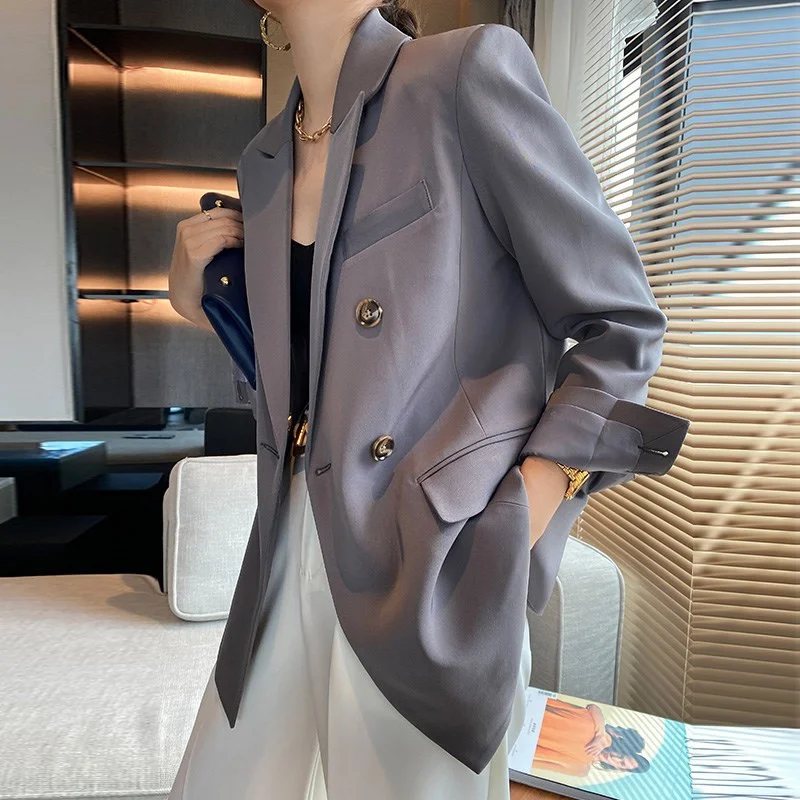 2022 Casual Gray Suit Jackets Ladies Spring Autumn Blazer Coats Fashion Women's Clothing Double-breasted Blazers Suits D392
2022 Casual Gray Suit Jackets Ladies Spring Autumn Blazer Coats Fashion Women's Clothing Double-breasted Blazers Suits D392