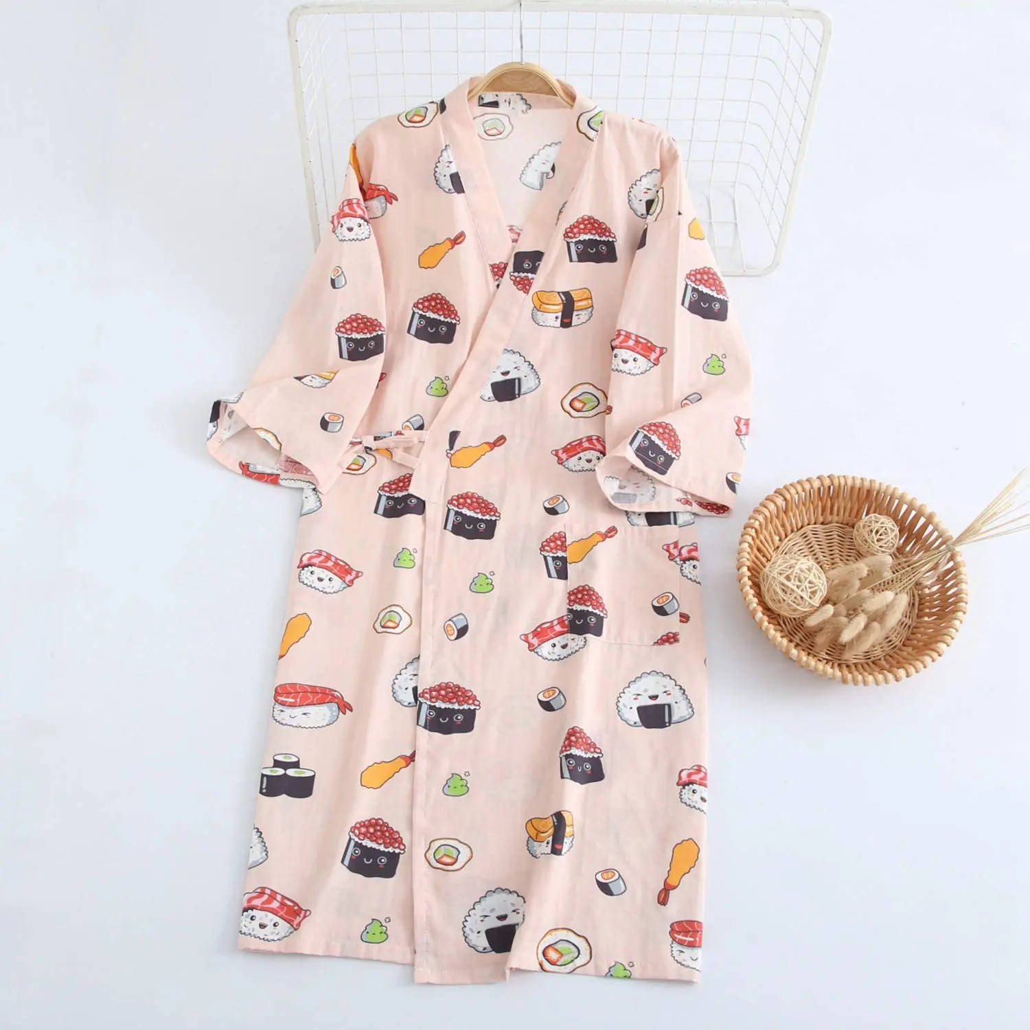 Shanghai Story Women Cotton Kimono Bathrobe with Pockets Bath Robe Sushi Print sleepwear 2 Color
Shanghai Story Women Cotton Kimono Bathrobe with Pockets Bath Robe Sushi Print sleepwear 2 Color
