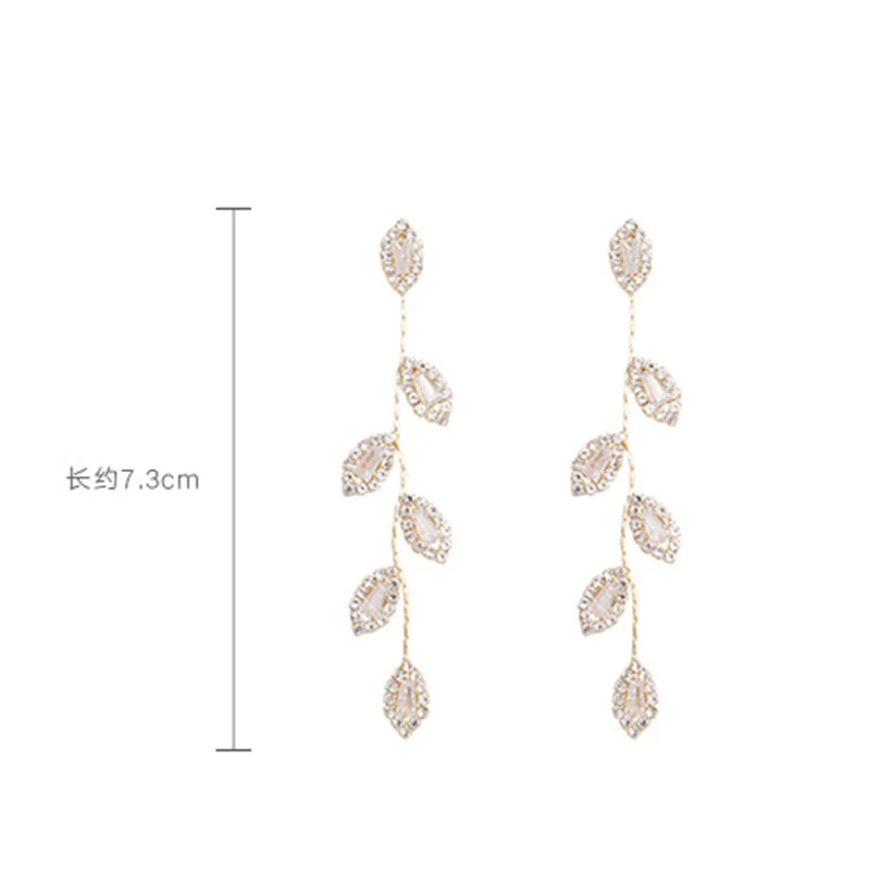 New style earrings Korean long tassel earrings Gold leaves zircon temperament Dangle earrings female
New style earrings Korean long tassel earrings Gold leaves zircon temperament Dangle earrings female