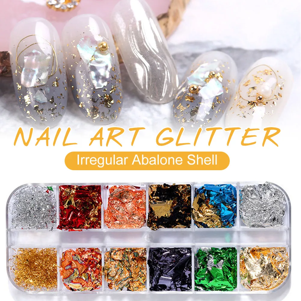 12 Colors Abalone irregolare Shell Nail Art Glitter Natural Sea Shell Flake Sequins Nail Art Decoration Manicure Accessories
12 Colors Abalone irregolare Shell Nail Art Glitter Natural Sea Shell Flake Sequins Nail Art Decoration Manicure Accessories