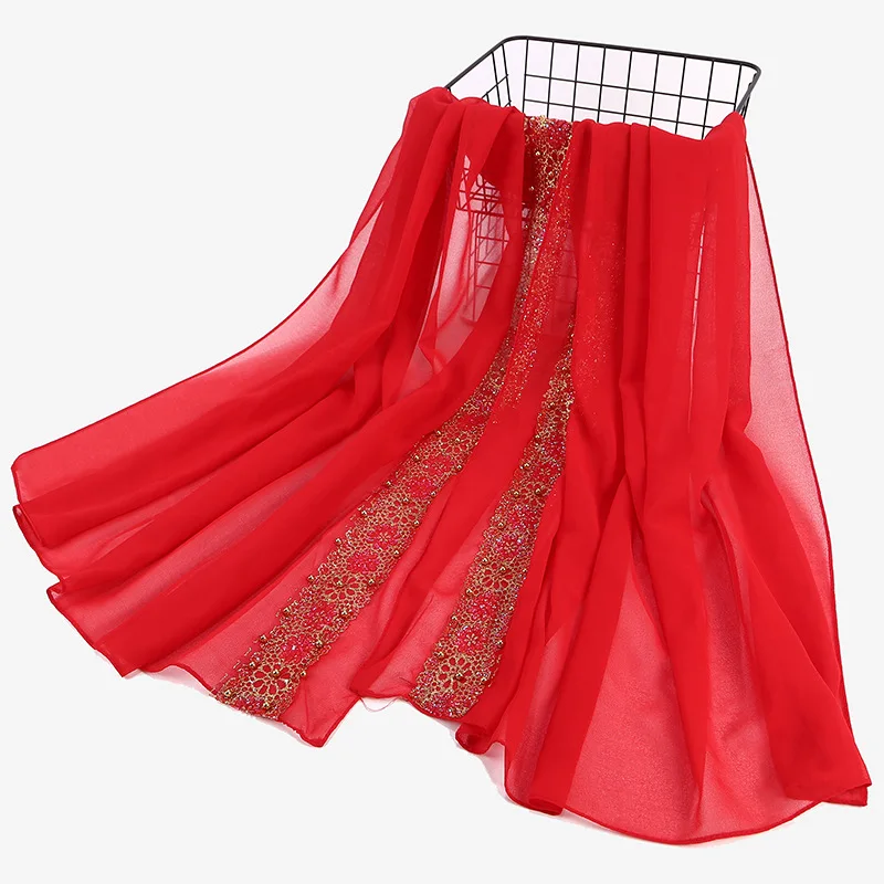 2021 New Summer Islamic Muslim Rhinestone Lace Flower Scarf Shawl Hijab Women Solid Color Bubble Chiffon Turban Headband Scarves
2021 New Summer Islamic Muslim Rhinestone Lace Flower Scarf Shawl Hijab Women Solid Color Bubble Chiffon Turban Headband Scarves