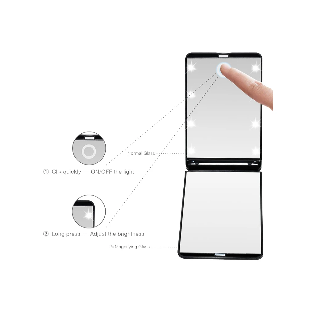 LED Makeup Mirror Folding Cosmetic Mirror Magnifying Portable Cosmetic Travel Beauty Ring Photo Fill Light Small Makeup Mirrors
LED Makeup Mirror Folding Cosmetic Mirror Magnifying Portable Cosmetic Travel Beauty Ring Photo Fill Light Small Makeup Mirrors