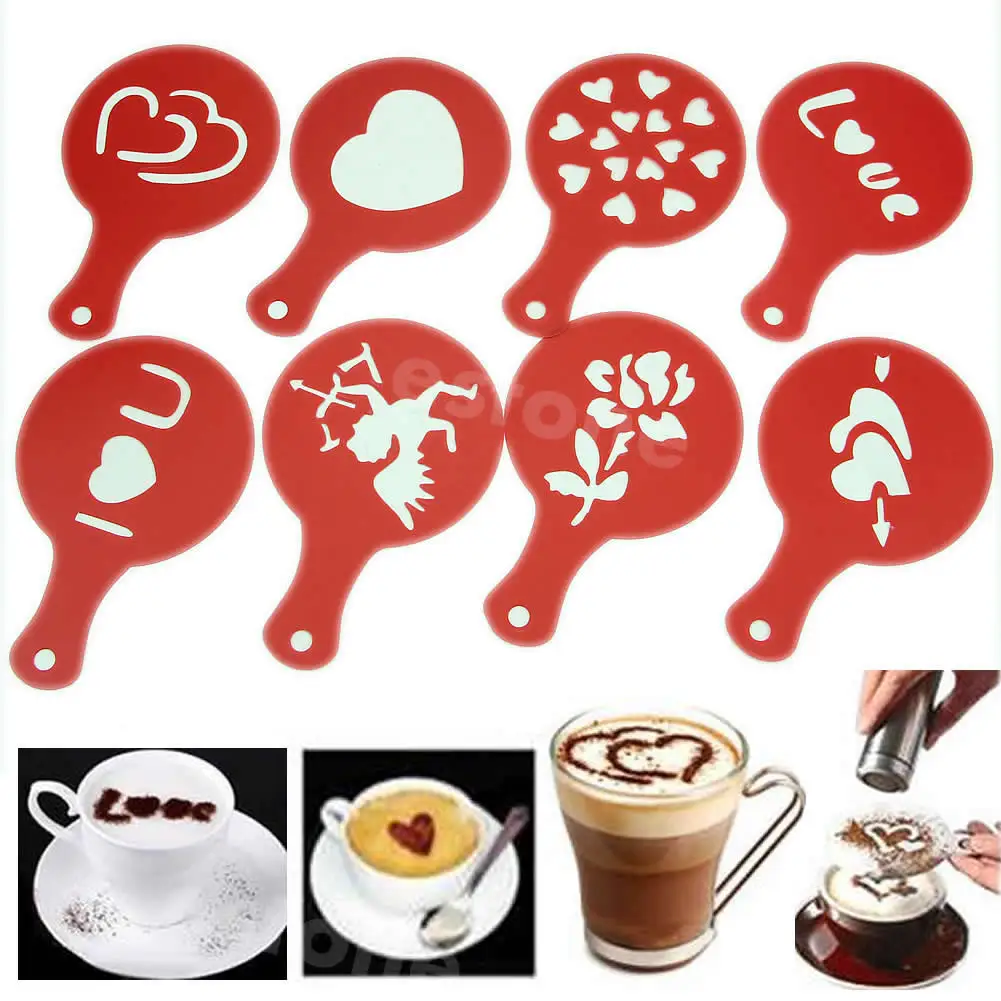 8Pcs Creative Nice Coffee Barista Stencils Template Strew Pad Duster Spray Art 62KC
8Pcs Creative Nice Coffee Barista Stencils Template Strew Pad Duster Spray Art 62KC