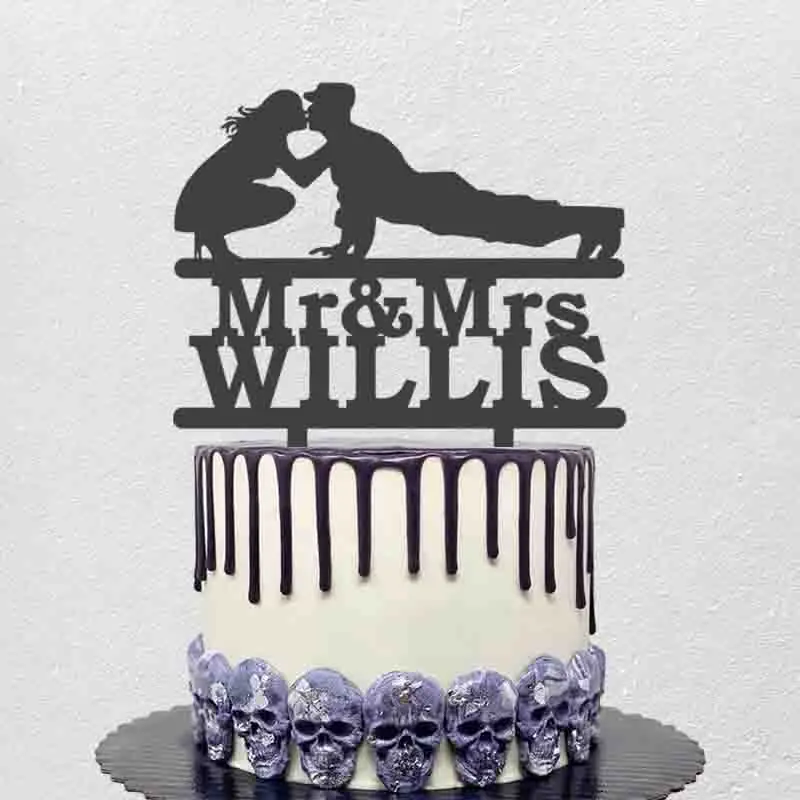 

Персонализированный Топпер для торта на свадьбу, годовщину, имя мистер, миссис, для невесты, поцелуи, пуш-ап, для жениха, Забавный Свадебный Топпер для торта