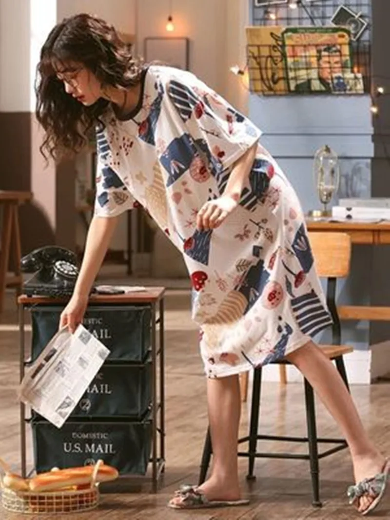 Summer Women's Dress 2021 Pajamas Nightdresses Cartoon Evening Dress Fashion Girls Night Sleepwear Ladies Casual Homewear
Summer Women's Dress 2021 Pajamas Nightdresses Cartoon Evening Dress Fashion Girls Night Sleepwear Ladies Casual Homewear