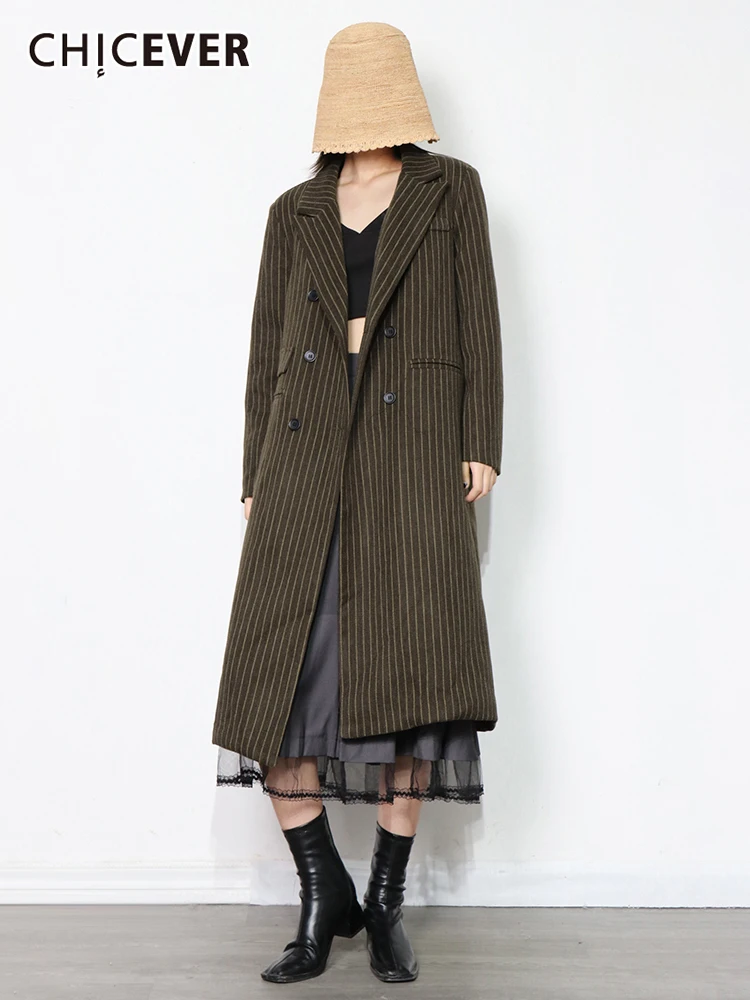 CHICEVER Casual Striped Tweed Coat For Women Lapel Long Sleeve Temperament Coats Female Autumn And Winter New Clothing Fashion
CHICEVER Casual Striped Tweed Coat For Women Lapel Long Sleeve Temperament Coats Female Autumn And Winter New Clothing Fashion