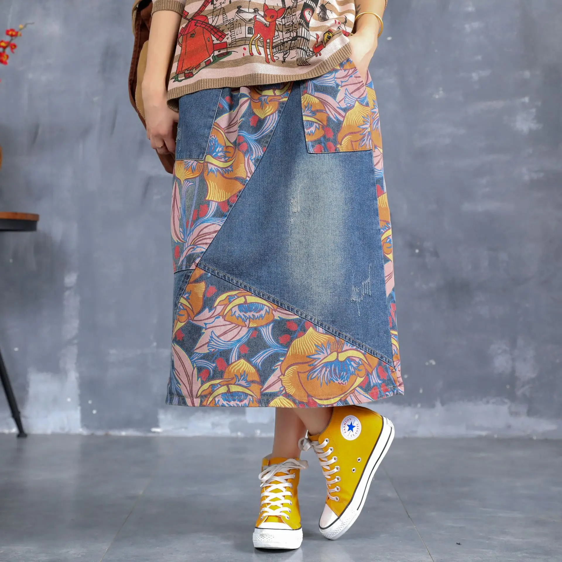 Korean Autumn Women Vintage Denim Skirts Female Art Patchwork Plus Size High Waist Long Maxi Jeans Skirts Ropa De Mujer Faldas
Korean Autumn Women Vintage Denim Skirts Female Art Patchwork Plus Size High Waist Long Maxi Jeans Skirts Ropa De Mujer Faldas