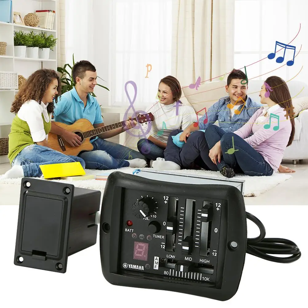 Portable 4-Band Acoustic Guitar Preamp EQ Equalizer Volume Control Practical and Durable Piezo Pickup for Folk Guitar
Portable 4-Band Acoustic Guitar Preamp EQ Equalizer Volume Control Practical and Durable Piezo Pickup for Folk Guitar