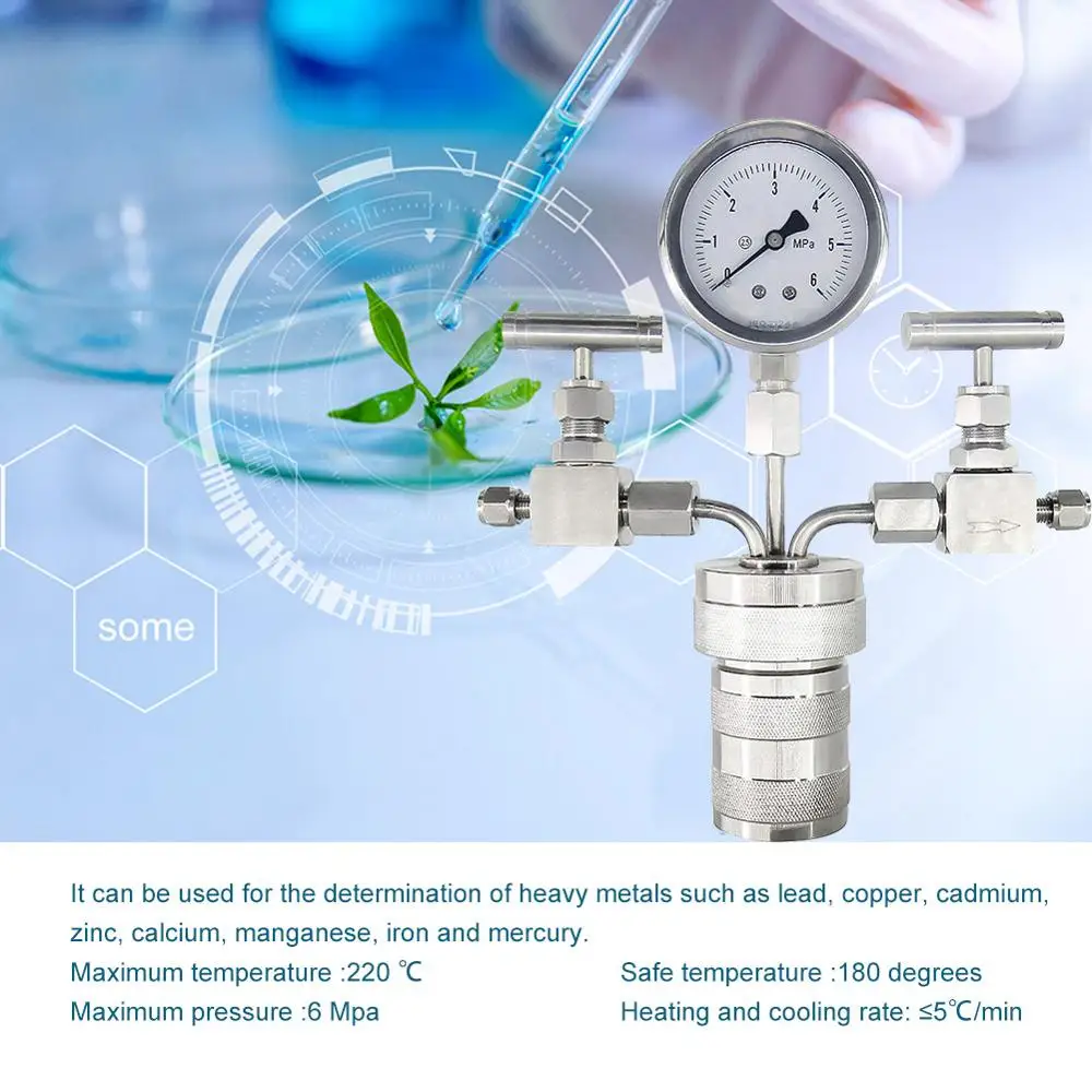 Reactor Pressure Gauge 50/100/200ml Gas Valve High Pressure Crystallization Hydrogenation Hydro-thermal Synthesis Reactor
Reactor Pressure Gauge 50/100/200ml Gas Valve High Pressure Crystallization Hydrogenation Hydro-thermal Synthesis Reactor