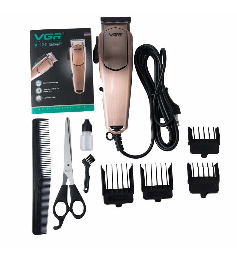 

Ourwork plug in hairdresser new high power electric push shear professional oil head gradual change haircut scissors v-131