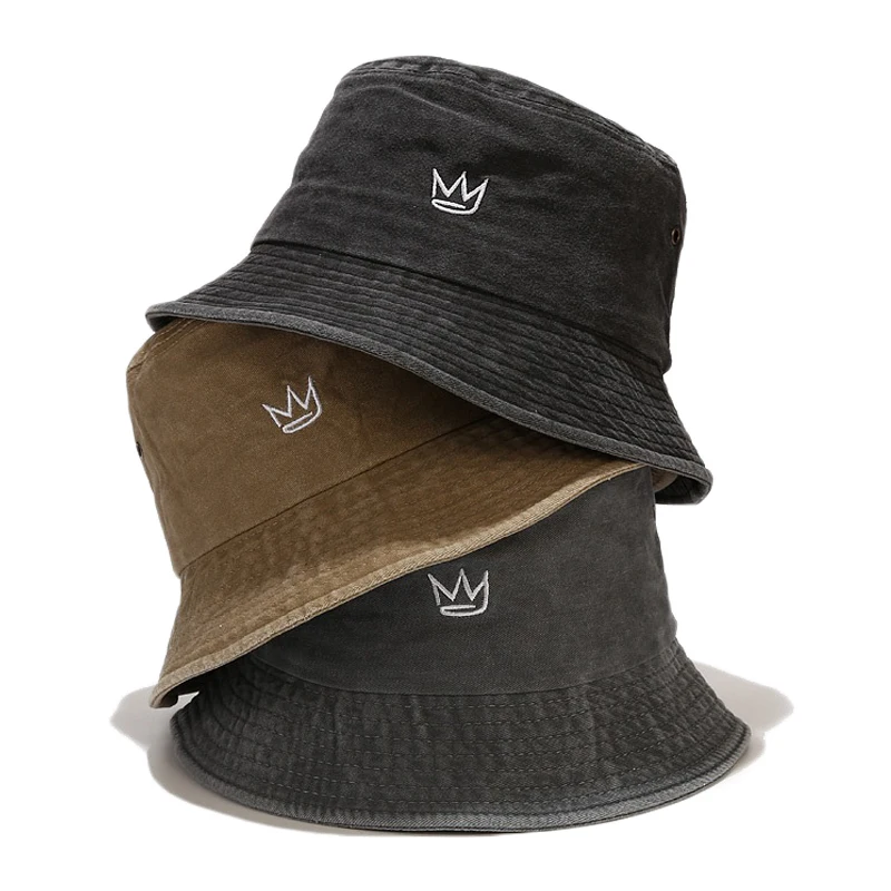 2021 New Crown Embroidery Bucket Hat Men Women Washed Cotton Retro Fisherman Hat Summer Outdoor Panama Travel Leisure Sun Hat
2021 New Crown Embroidery Bucket Hat Men Women Washed Cotton Retro Fisherman Hat Summer Outdoor Panama Travel Leisure Sun Hat