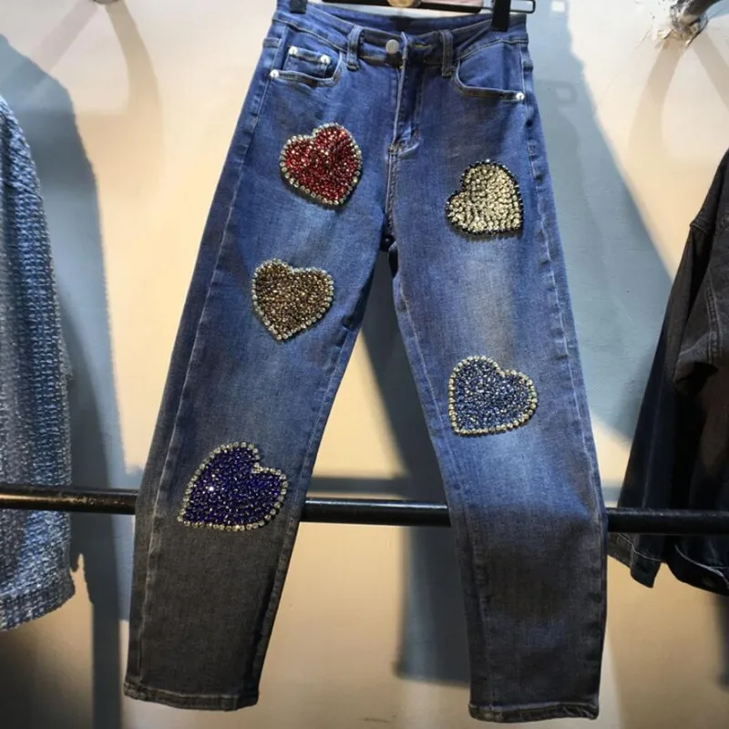 New Autumn European Style Heavy Industry Diamond Beaded Love Jeans Women High Waist Slim Stretch Straight Denim Pants s1697
New Autumn European Style Heavy Industry Diamond Beaded Love Jeans Women High Waist Slim Stretch Straight Denim Pants s1697