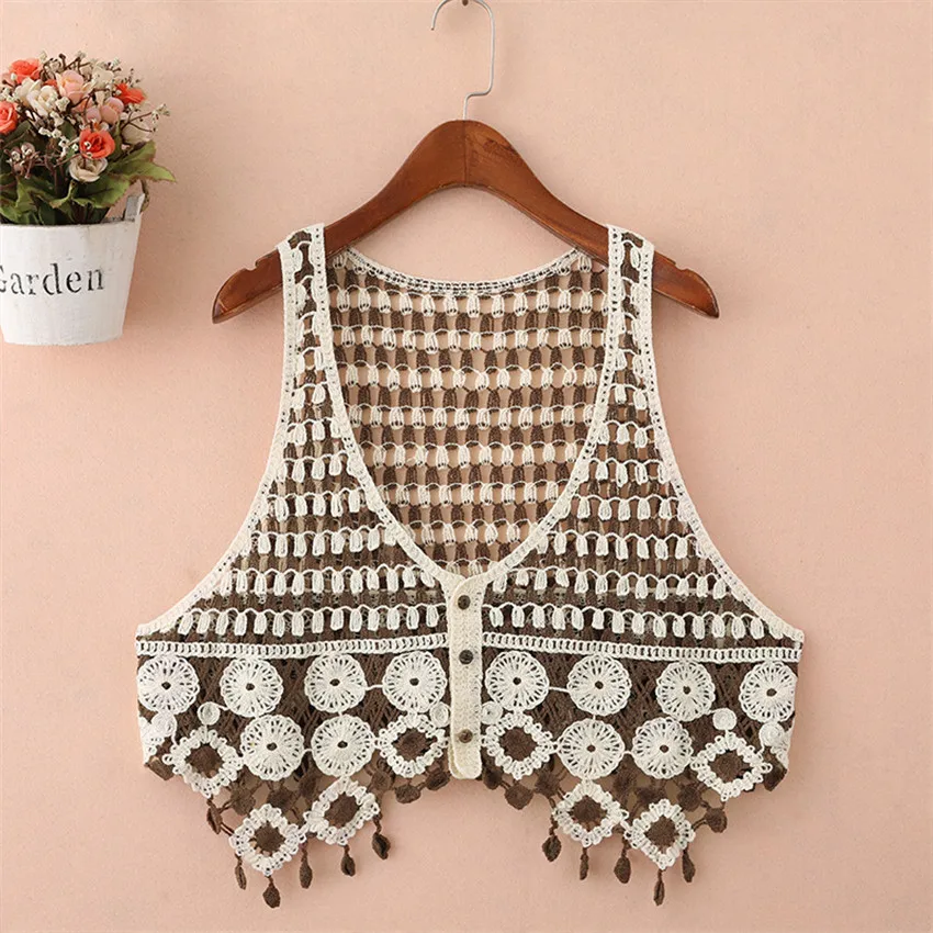 Boho Sexy Hollow Out Crochet Vest Tank Tops Women Sleeveless Beach Holiday Wear Camis Mujer With Tassel Chaleco Mujer
Boho Sexy Hollow Out Crochet Vest Tank Tops Women Sleeveless Beach Holiday Wear Camis Mujer With Tassel Chaleco Mujer