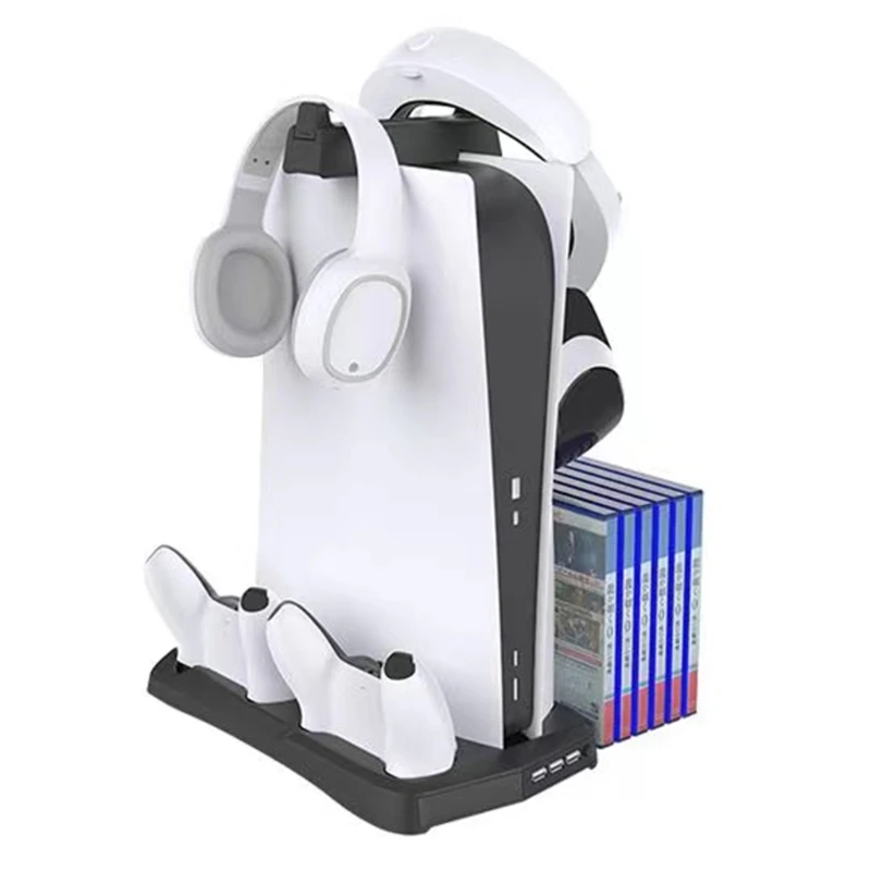 Handle Seat Charging Disc Storage Rack Host Cooling Fan Base Earphone Storage Dual-hanging Bracket For PS5 DE/UHD
Handle Seat Charging Disc Storage Rack Host Cooling Fan Base Earphone Storage Dual-hanging Bracket For PS5 DE/UHD