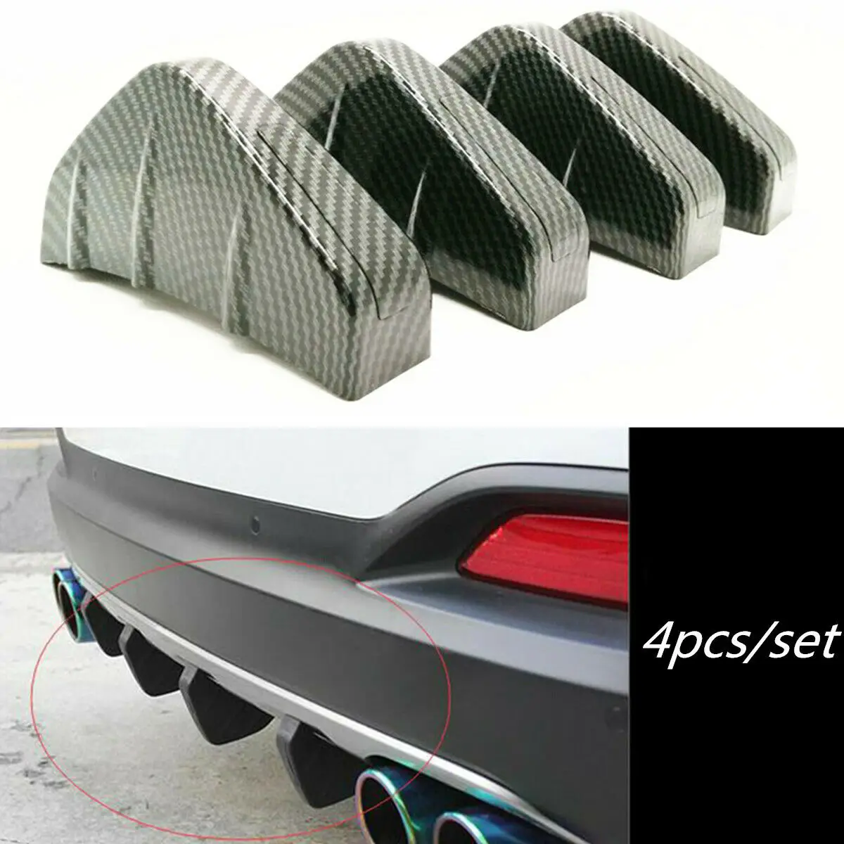 4pcs Rear Bumper Spoiler Carbon Fiber Car Rear Bumper Fin Canard Splitter Diffuser Valence Spoiler
4pcs Rear Bumper Spoiler Carbon Fiber Car Rear Bumper Fin Canard Splitter Diffuser Valence Spoiler