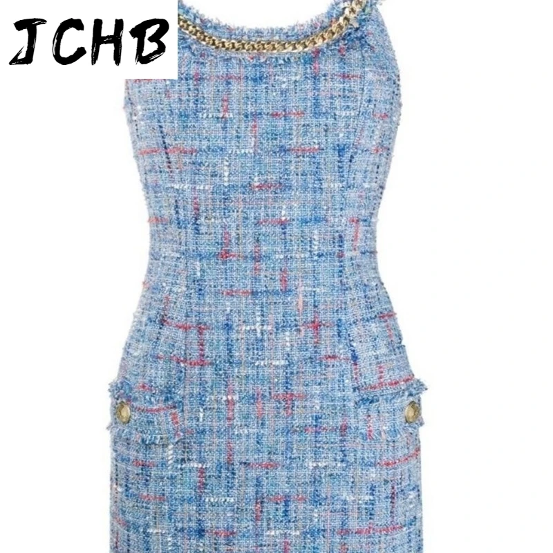 women summer 2021 runway sexy spaghetti strap tweed dresses tassel chains bodycon pencil dress Y646
women summer 2021 runway sexy spaghetti strap tweed dresses tassel chains bodycon pencil dress Y646