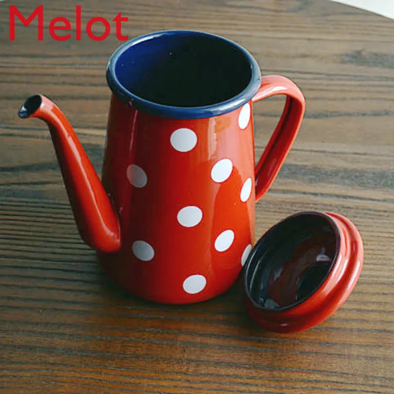 Japanese Pastoral Style Export Dot Thickened Enamel Coffee Pot Enamel Pot Kettle Oiler Cute Enamel Tea Pot
Japanese Pastoral Style Export Dot Thickened Enamel Coffee Pot Enamel Pot Kettle Oiler Cute Enamel Tea Pot