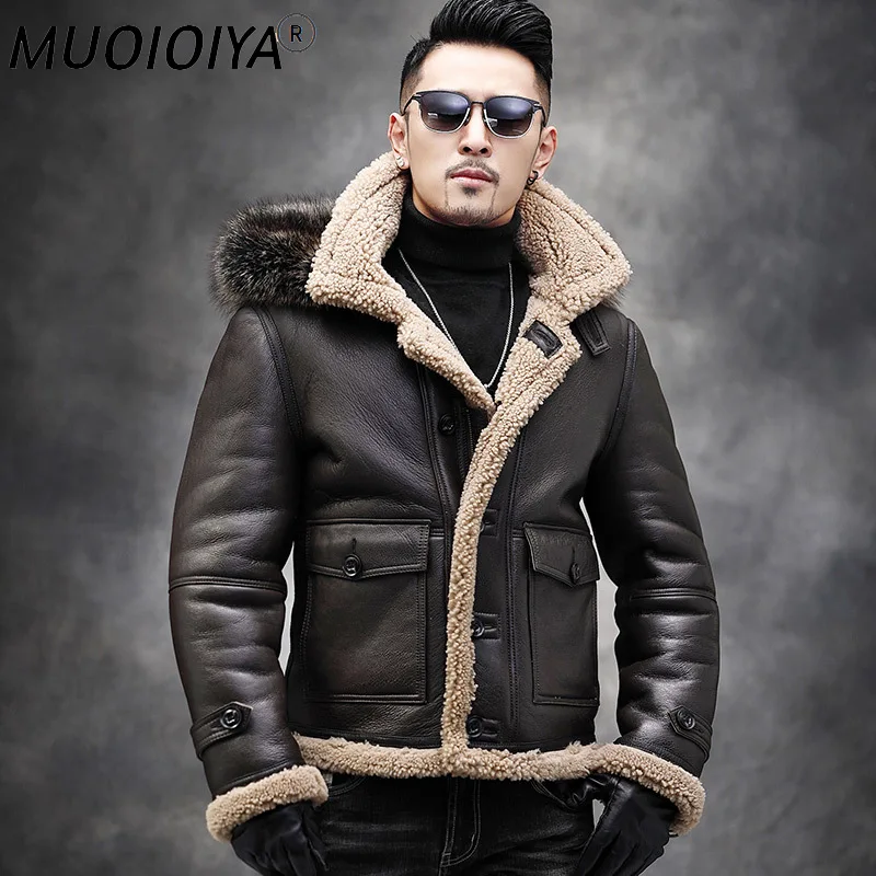MUOIOYIA Winter Genuine Leather Jacket Men Natural Sheep Fur Coat Shearling Motorcycle Jacket Raccoon Fur Collar RSJM1025 KJ3821
MUOIOYIA Winter Genuine Leather Jacket Men Natural Sheep Fur Coat Shearling Motorcycle Jacket Raccoon Fur Collar RSJM1025 KJ3821