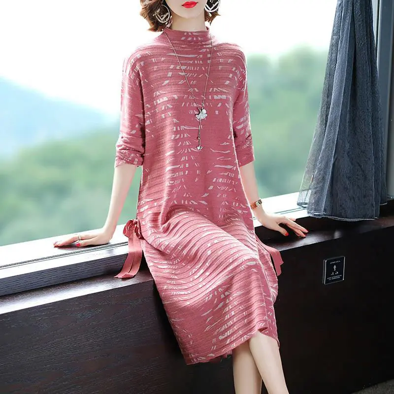 Women Autumn Mixed Flower Print Sweater Dress Female Elegant Turtleneck Pullovers Dresses Ladies Fashion Knitted Dress P141
Women Autumn Mixed Flower Print Sweater Dress Female Elegant Turtleneck Pullovers Dresses Ladies Fashion Knitted Dress P141