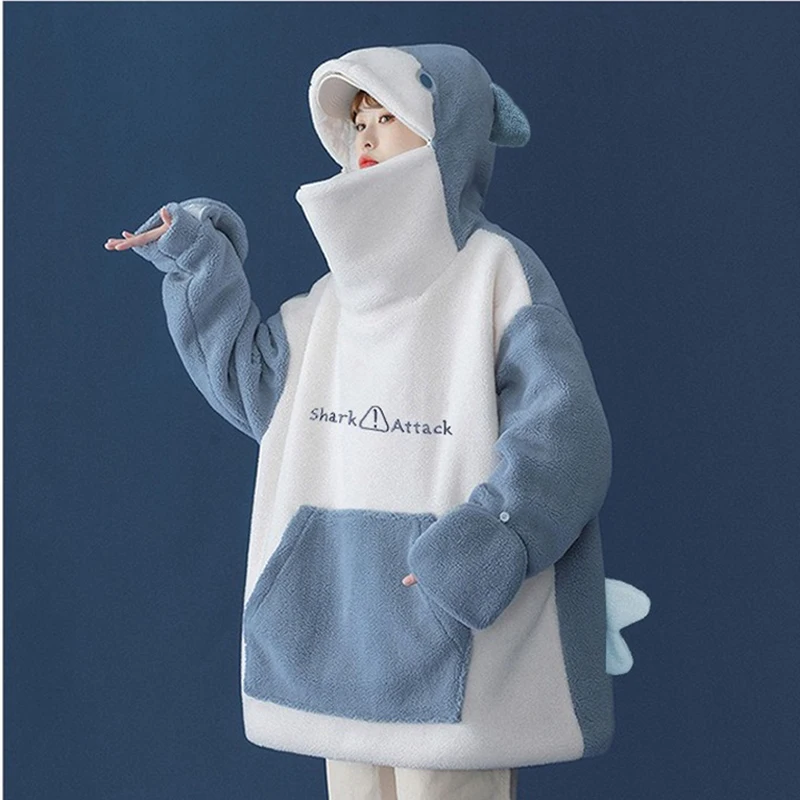 Kawaii Shark Hoodie 2021 Oversized Hoodie Couples Hoody Lambswool Tops Cute Jacket Women Loose Female Korean Warm Hoodies Y2k
Kawaii Shark Hoodie 2021 Oversized Hoodie Couples Hoody Lambswool Tops Cute Jacket Women Loose Female Korean Warm Hoodies Y2k