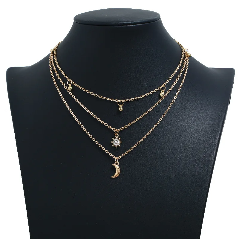 2020 New Arrival Rhinestone Star Moon Pendant Necklace For Women Multi-storey Clavicle Chain Statement Necklace Jewelry
2020 New Arrival Rhinestone Star Moon Pendant Necklace For Women Multi-storey Clavicle Chain Statement Necklace Jewelry