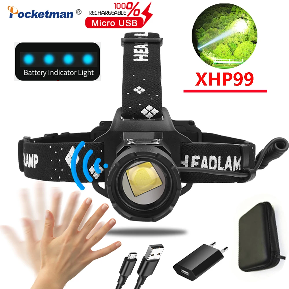 Мощный светодиодный налобный фонарь XHP99 с аккумулятором на 5200 мАч, налобный фонарь с датчиком XHP99, заряжаемый от USB, индукционный налобный фо...
Мощный светодиодный налобный фонарь XHP99 с аккумулятором на 5200 мАч, налобный фонарь с датчиком XHP99, заряжаемый от USB, индукционный налобный фо...