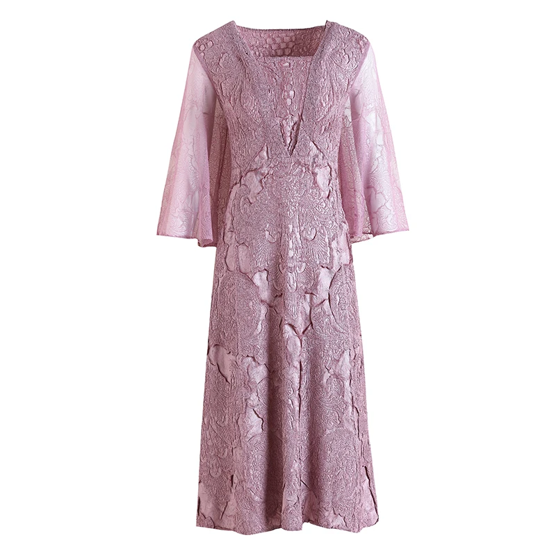 Plus Size Dress 2021 Spring Women Fashion Loose Stretch Miyake Pleated High Quality Three Quarter Sleeve Dress For Woman 45-75kg
Plus Size Dress 2021 Spring Women Fashion Loose Stretch Miyake Pleated High Quality Three Quarter Sleeve Dress For Woman 45-75kg
