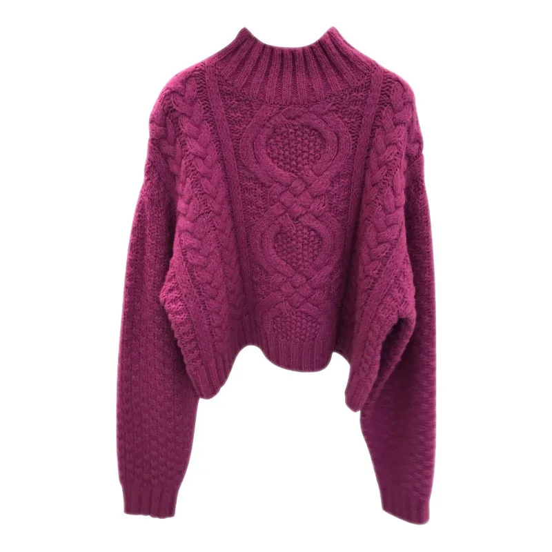 2020 autumn and winter thick woolen twist thickened hedging half high neck knitted long sleeve retro sweater women
2020 autumn and winter thick woolen twist thickened hedging half high neck knitted long sleeve retro sweater women