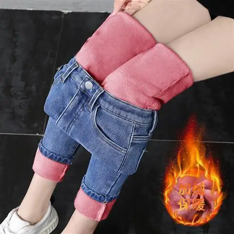2021 New Spring High Waist Winter Jeans Women Fleece Warm Female Long Pantalon Thick Blue Cotton Denim Trousers 11371
2021 New Spring High Waist Winter Jeans Women Fleece Warm Female Long Pantalon Thick Blue Cotton Denim Trousers 11371