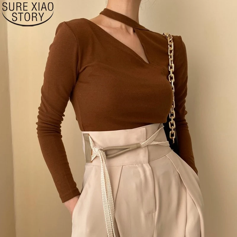 Autumn Elegant Sexy Slim Tops Korean Chic Solid Long Sleeve T-shirt Fashion Halter Off Shoulder Irregular T-shirt Blusas 17212
Autumn Elegant Sexy Slim Tops Korean Chic Solid Long Sleeve T-shirt Fashion Halter Off Shoulder Irregular T-shirt Blusas 17212