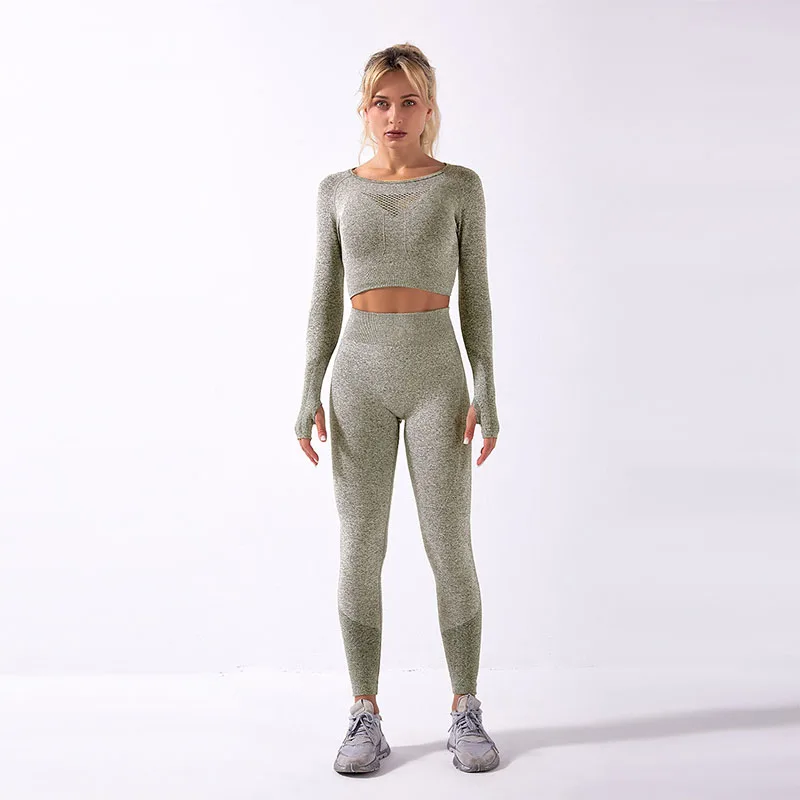 Yoga Sets Women Fitness Solid Breathable Long Sleeve Crop Top High Waist Push Up Leggings Sports Joggings Workout Set
Yoga Sets Women Fitness Solid Breathable Long Sleeve Crop Top High Waist Push Up Leggings Sports Joggings Workout Set