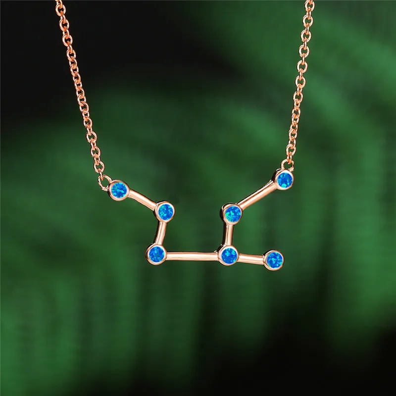 Vintage Female Blue Opal Pendant Necklace Charm Rose Gold Color Chain Necklace For Women Trendy Constellation Wedding Necklace
Vintage Female Blue Opal Pendant Necklace Charm Rose Gold Color Chain Necklace For Women Trendy Constellation Wedding Necklace