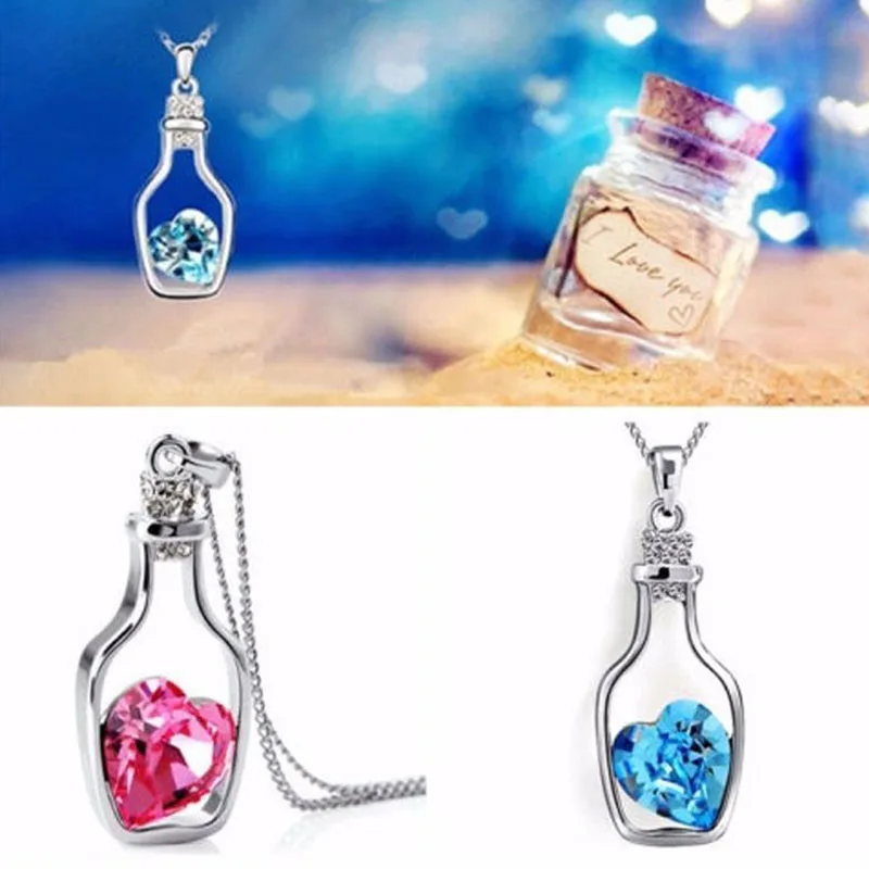 Drifting Bottle Necklace Women Heart Shape Crystal Pendant Jewelry Lovers Choker Gifts Girlfriends Birthday Chain Necklace Gifts
Drifting Bottle Necklace Women Heart Shape Crystal Pendant Jewelry Lovers Choker Gifts Girlfriends Birthday Chain Necklace Gifts