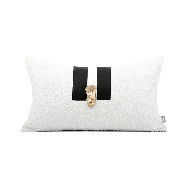 Linen Cotton Cushion Cover For Living Room Gold Metal Head Waist Pillowcase Black Leather Patchwork Throw Pillows Home Decor
Linen Cotton Cushion Cover For Living Room Gold Metal Head Waist Pillowcase Black Leather Patchwork Throw Pillows Home Decor