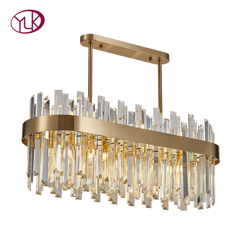 2020 Brushed Gold Chandelier Lighting Rectangle Dining Room Crystal Light Fixtures Kitchen Island Led Hanging Lamps Modern AC G9 
2020 Brushed Gold Chandelier Lighting Rectangle Dining Room Crystal Light Fixtures Kitchen Island Led Hanging Lamps Modern AC G9