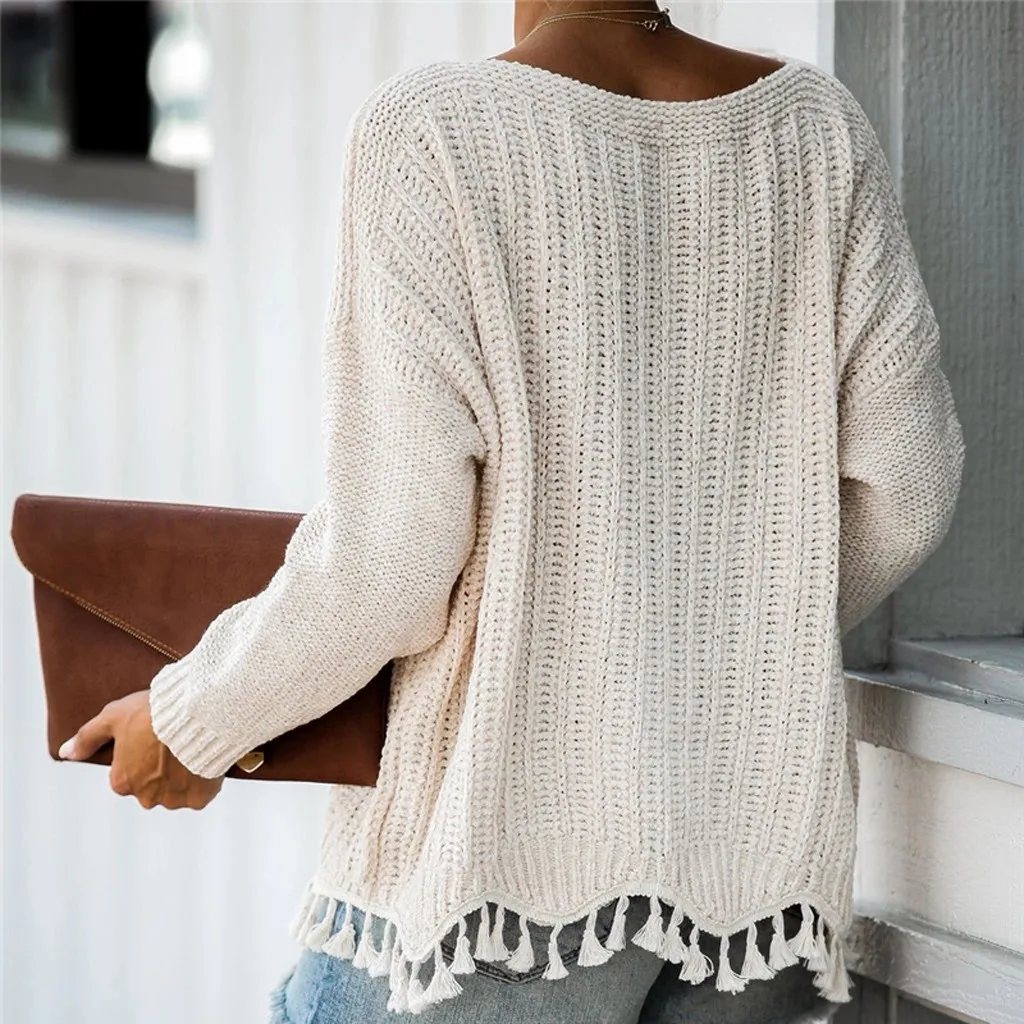 Women Autumn Winter Knitting Pullovers Tops 2020 Tassel Long Sleeve O Neck Casual Fashion Loose Lady Street Sweater Pullover
Women Autumn Winter Knitting Pullovers Tops 2020 Tassel Long Sleeve O Neck Casual Fashion Loose Lady Street Sweater Pullover