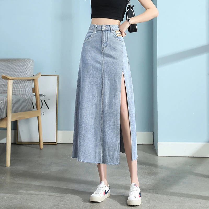 Летняя джинсовая юбка с разрезами по бокам, облегающая юбка с разрезами по бокам и высокой талией, 2021 
Летняя джинсовая юбка с разрезами по бокам, облегающая юбка с разрезами по бокам и высокой талией, 2021