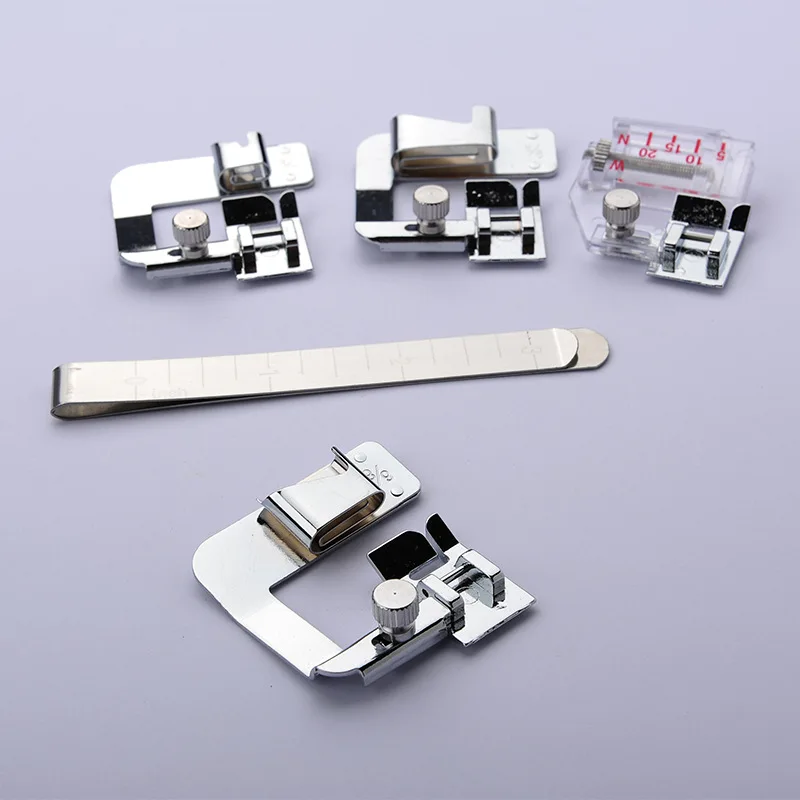 5 PCS Household Sewing Machine Presser Foot Print Cloth Atrip Edge Roll Metal Presser Foot
