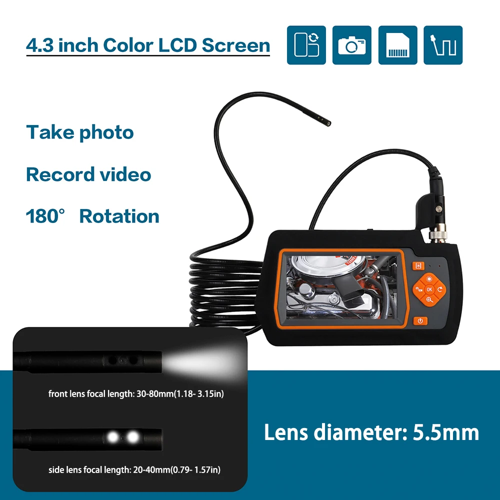 5.5mm Dual-lens Industrial Endoscopes with Borescope Inspection Camera with 6 Adjustable LEDs Lights IP67 Waterproof Lens
5.5mm Dual-lens Industrial Endoscopes with Borescope Inspection Camera with 6 Adjustable LEDs Lights IP67 Waterproof Lens
